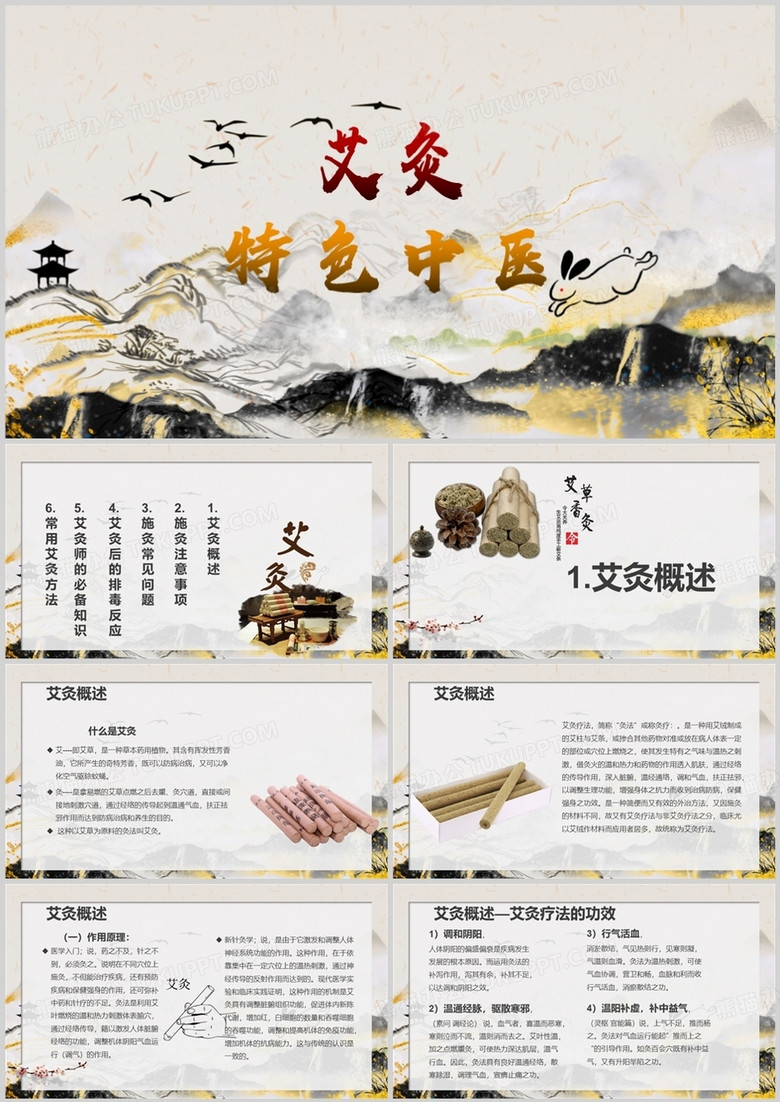 特色中医艾灸养生培训课件PPT模板