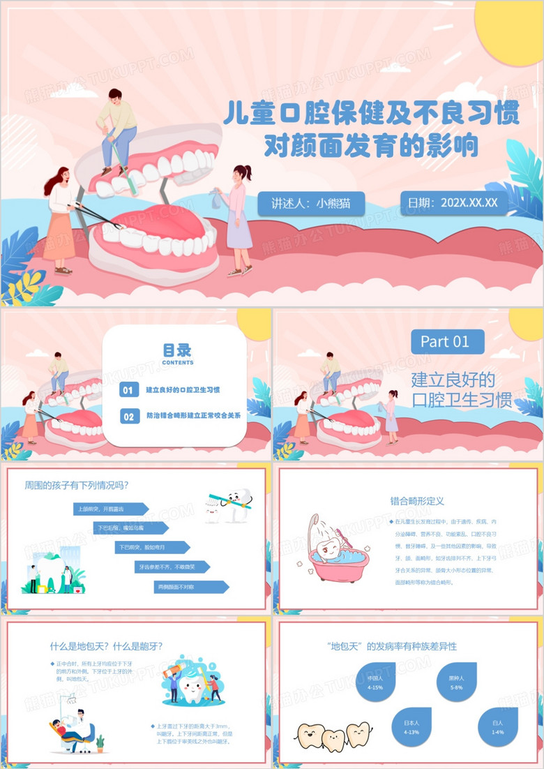儿童口腔保健及不良习惯企业培训PPT模板