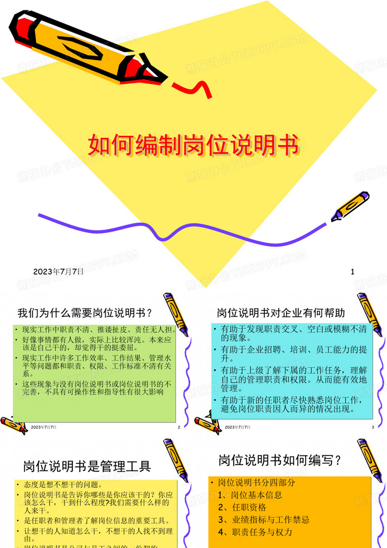 编制岗位说明书