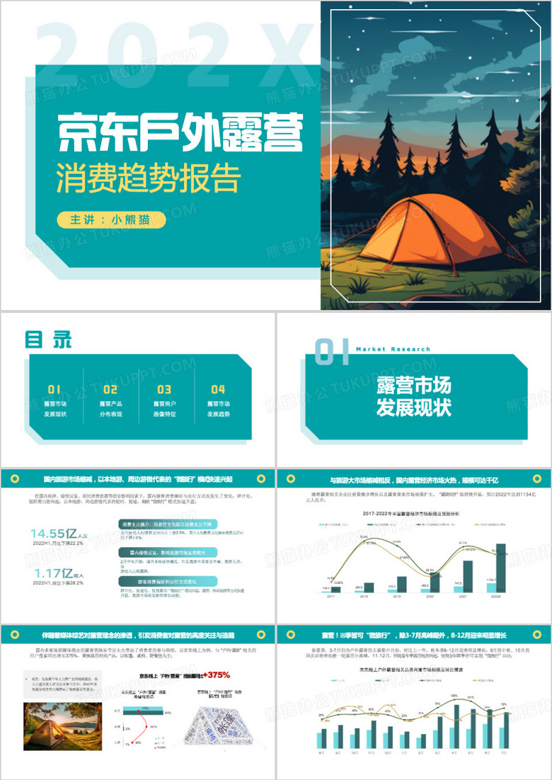 京东户外露营消费趋势洞察报告PPT模板