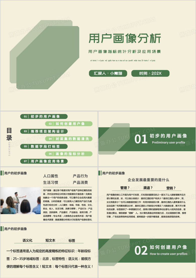 绿色用户画像分析动态PPT模板