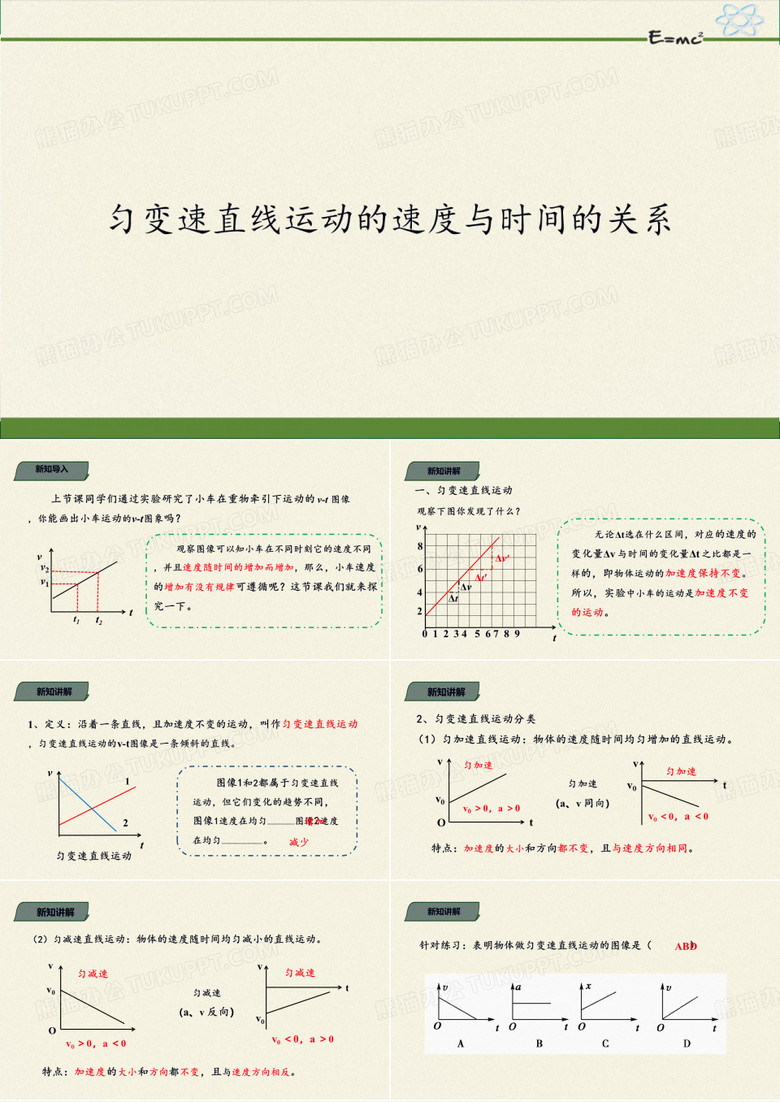 匀变速直线运动的速度与时间的关系课件—高一上学期物理人教版必修第一册4(共27张PPT)