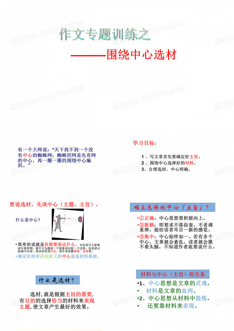 围绕中心选材