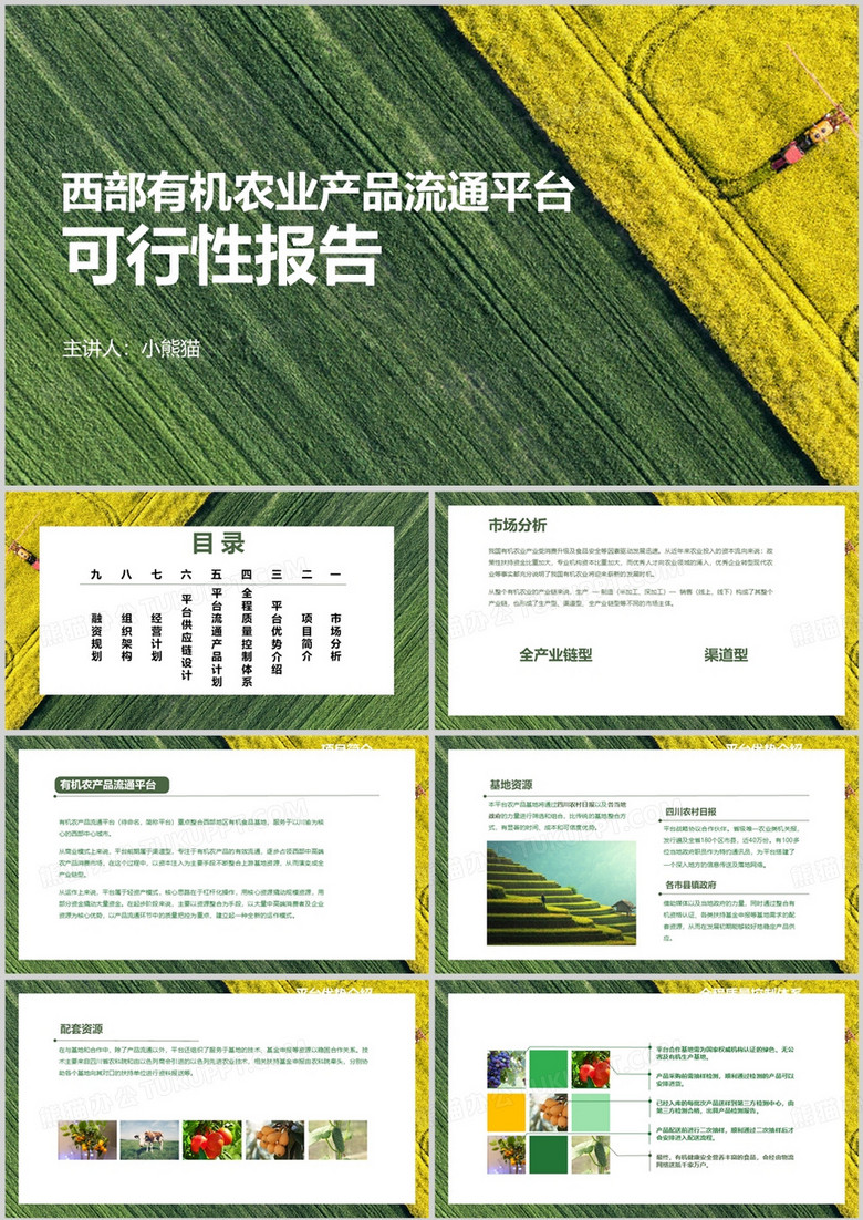 农业产品流通平台可行性报告PPT模板