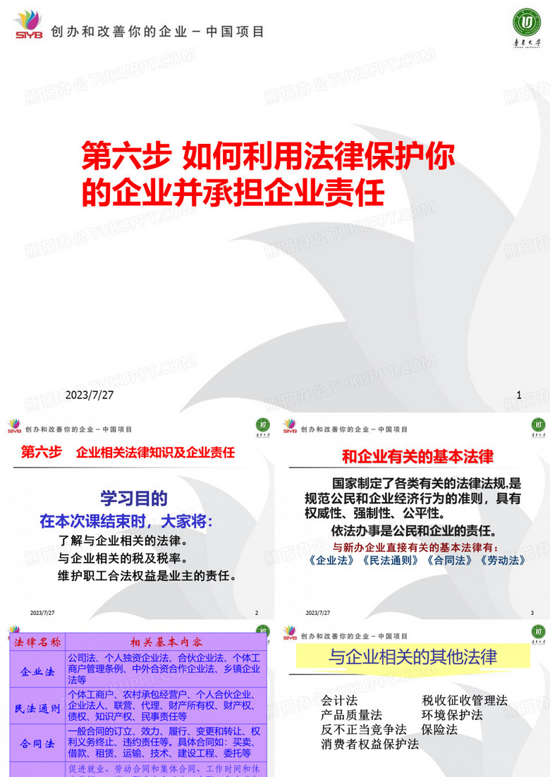 6.SYB创业培训第六步：如何利用法律保护你的企业并承担企业责任