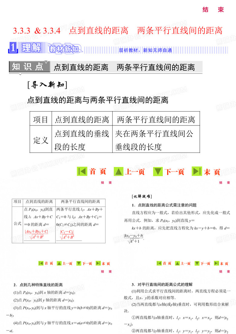 点到直线的距离、两条平行直线间的距离   课件