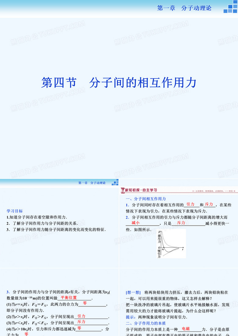 16-17物理粤教版选修3-3 第一章第四节分子间的相互作用力 课件 