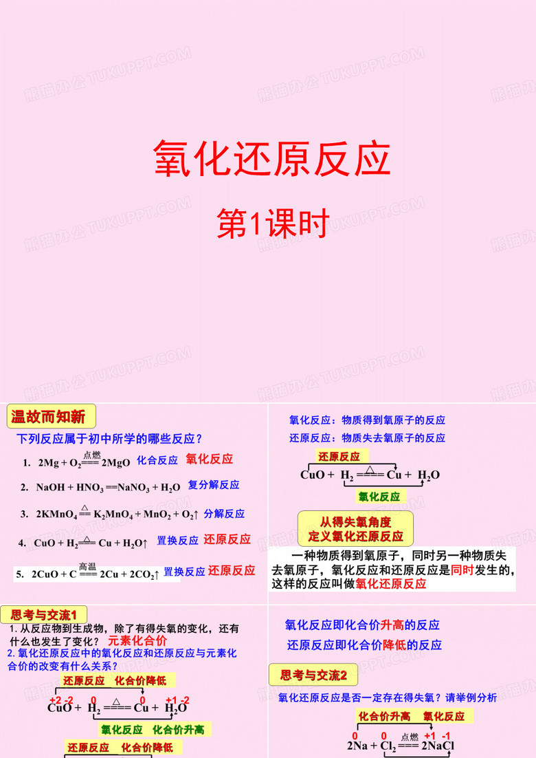 人教化学必修1第二章第3节氧化还原反应第1课 时(共18张PPT)