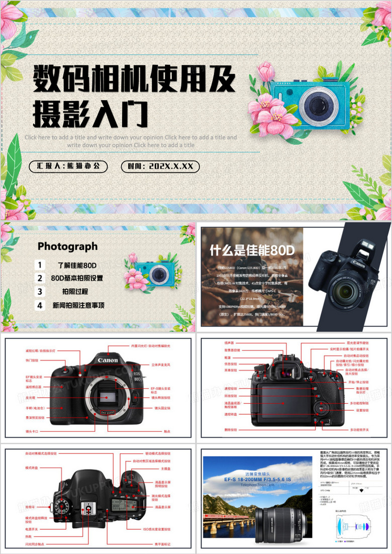 数码相机摄影使用及摄影入门PPT模板
