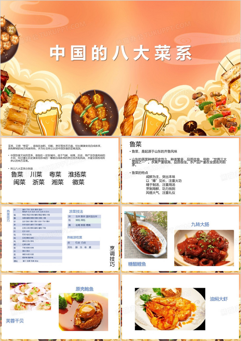 中国的八大菜系PPT模板