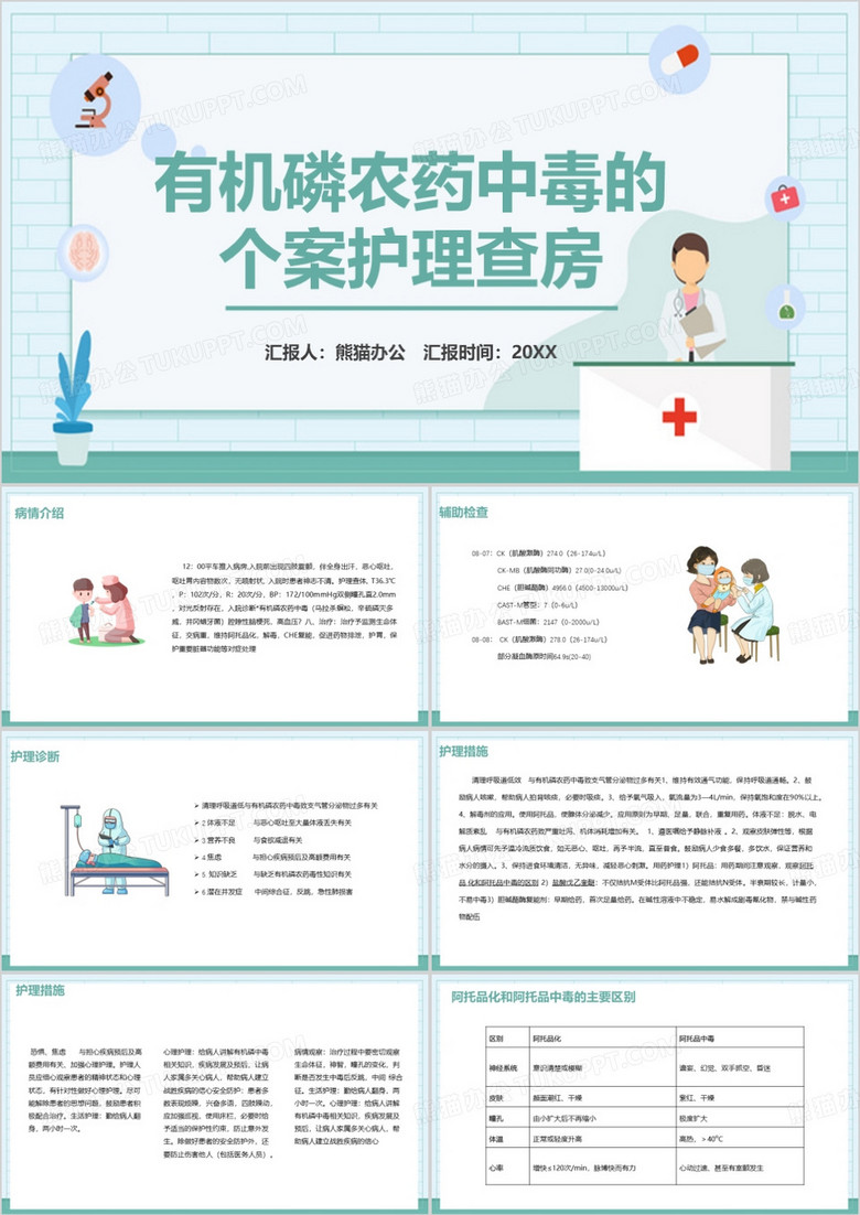 有机磷农药中毒的个案护理查房PPT模板
