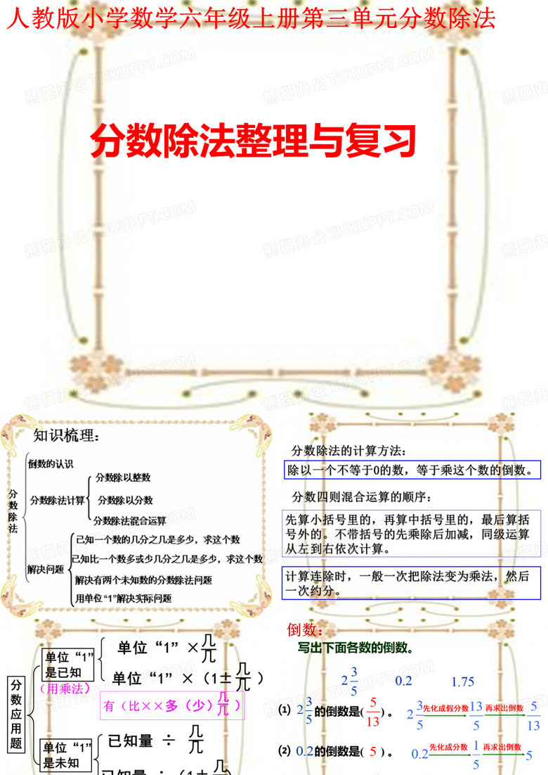 最新人教版六年級數學上冊《 分數除法  整理和復習》優(yōu)質課課件_17