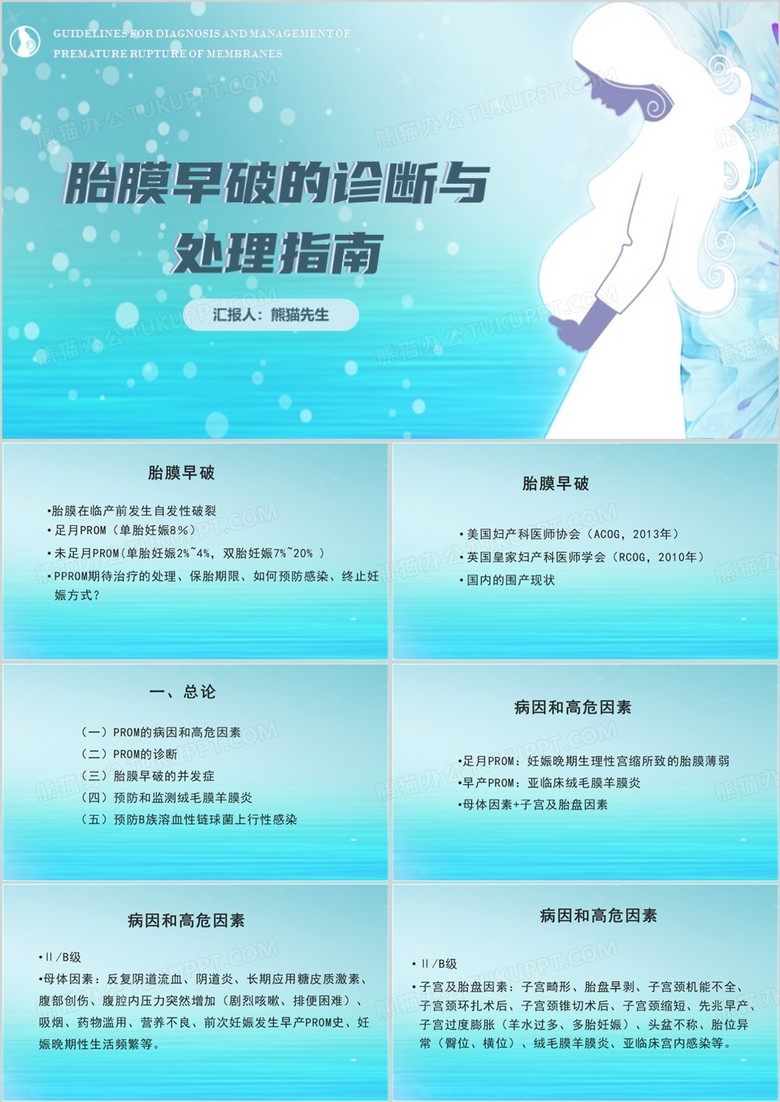 简约风胎膜早破护理查房PPT模板