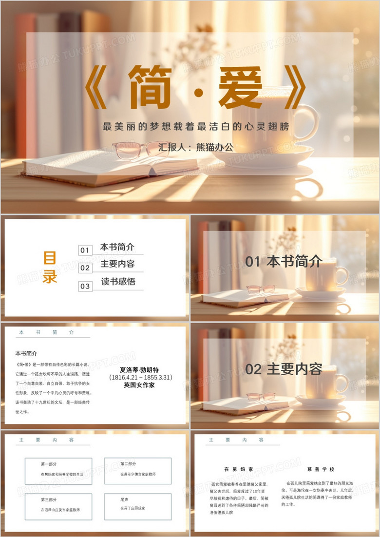 简约风简爱读书交流PPT模板