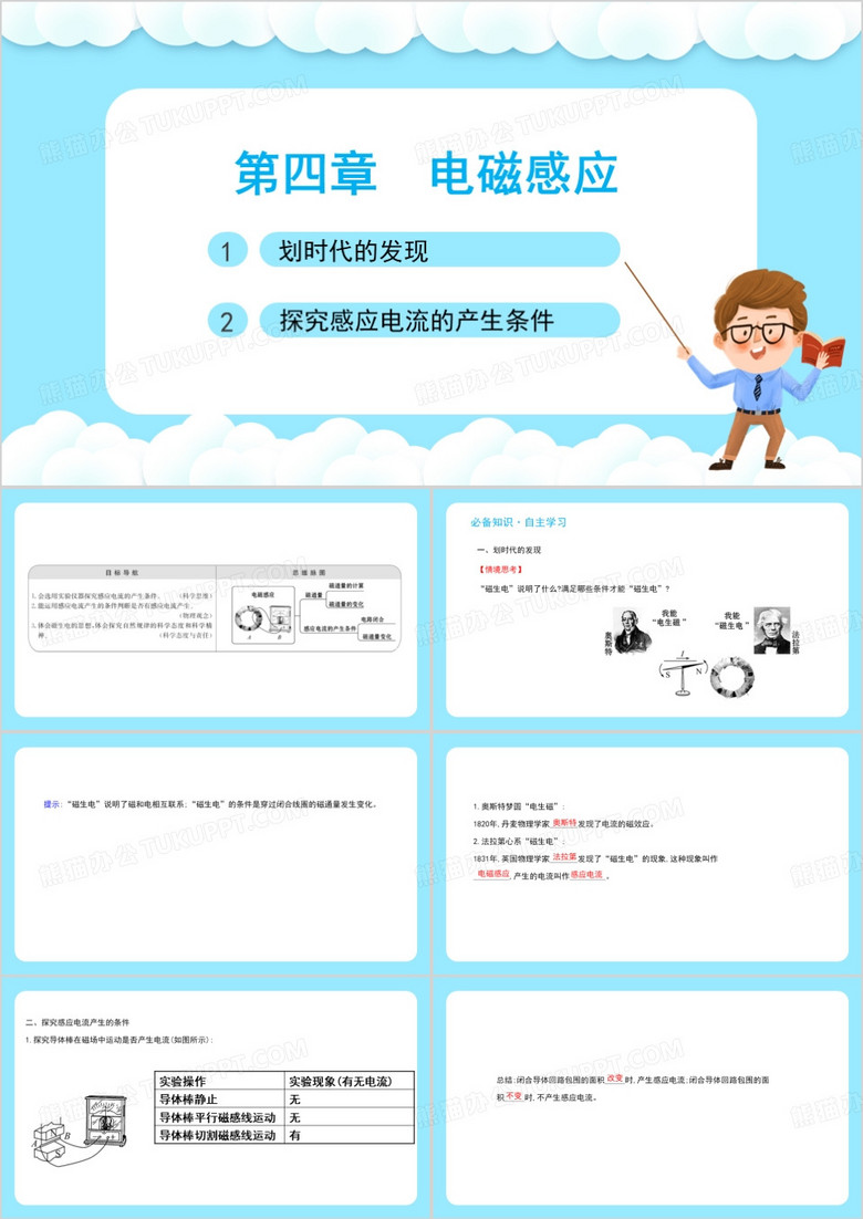 人教版选修第四章探究感应电流的产生条件PPT模板