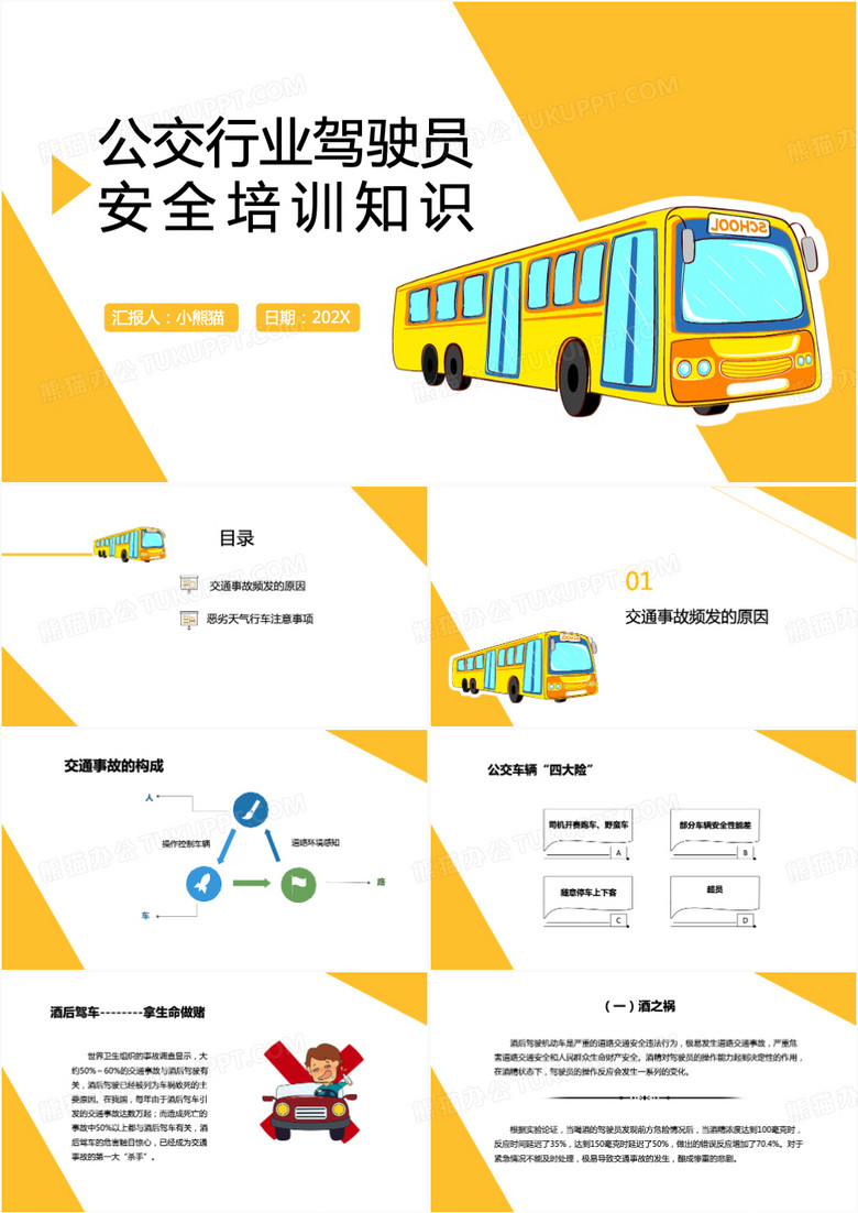 公交行业驾驶员安全培训知识PPT模板