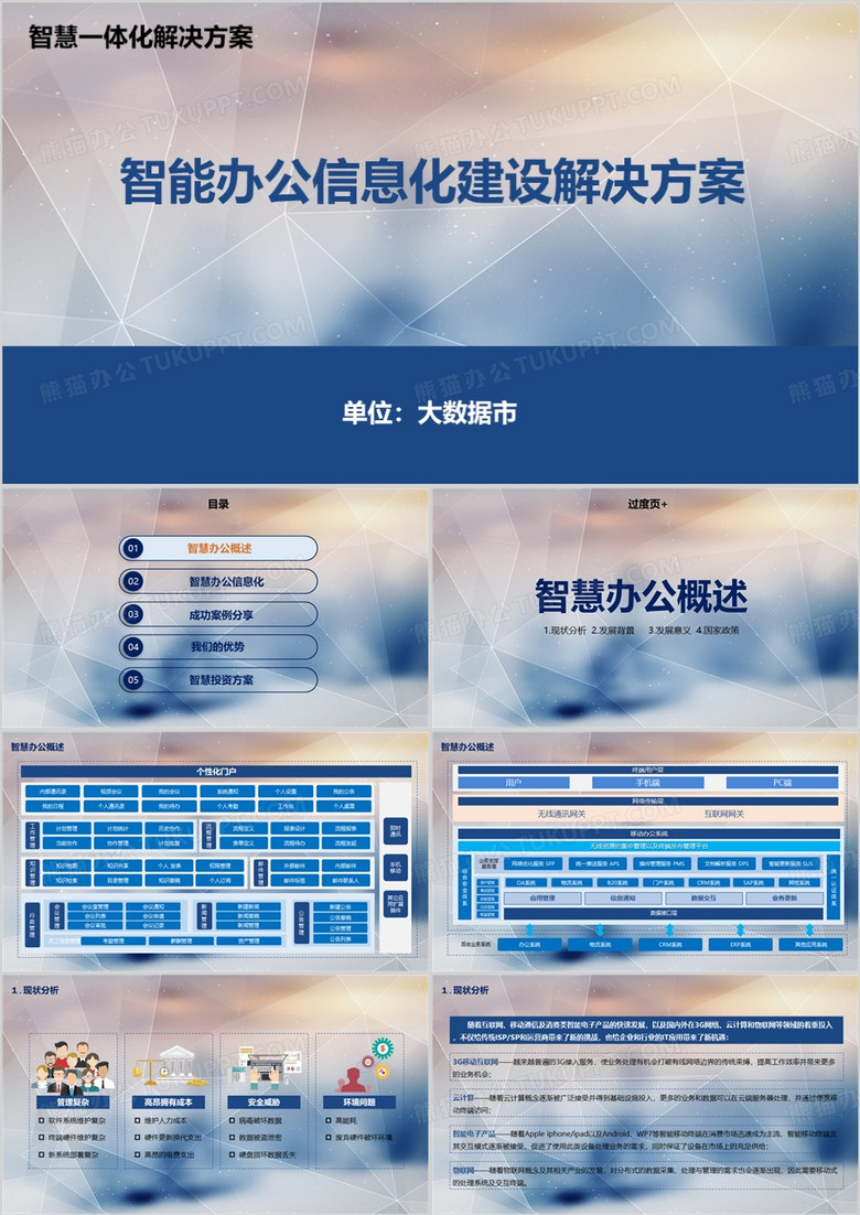 智慧办公信息化建设解决方案PPT模板