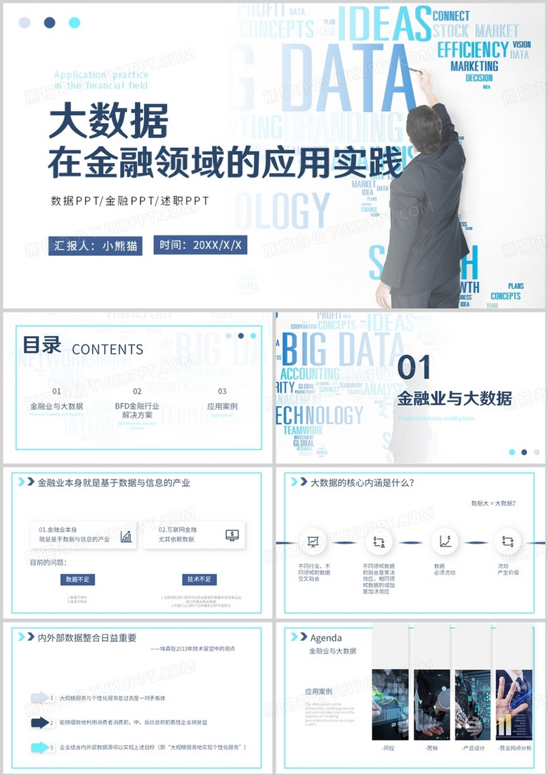 大数据在金融领域的应用实践市场分析PPT模板