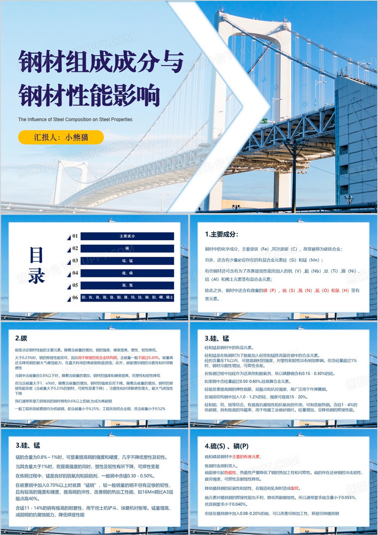 钢材组成成分与钢材性能影响PPT模板