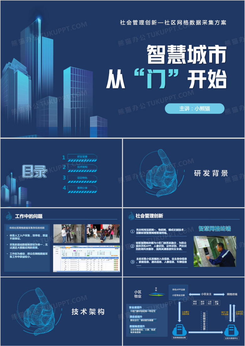 社区智慧网格汇报ppt模板