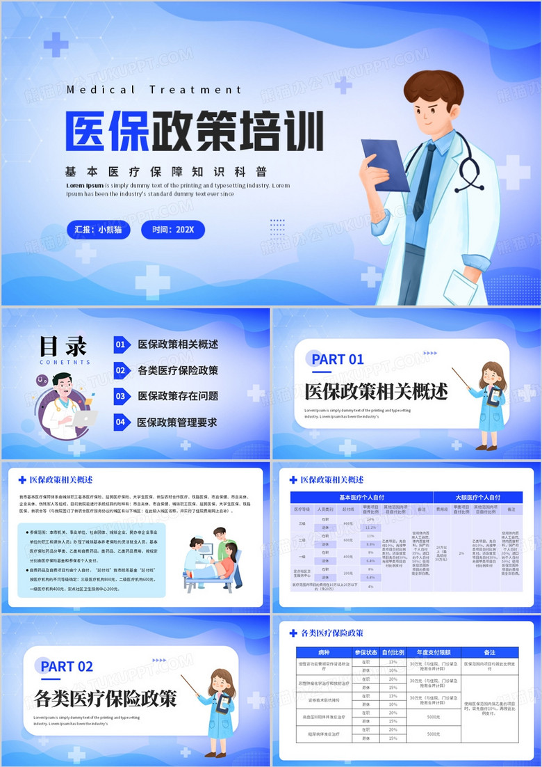 医保政策培训知识科普PPT模板