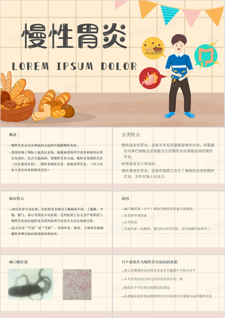 卡通风慢性胃炎PPT模板