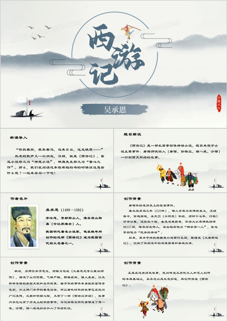 传统中国风西游记课件PPT模板
