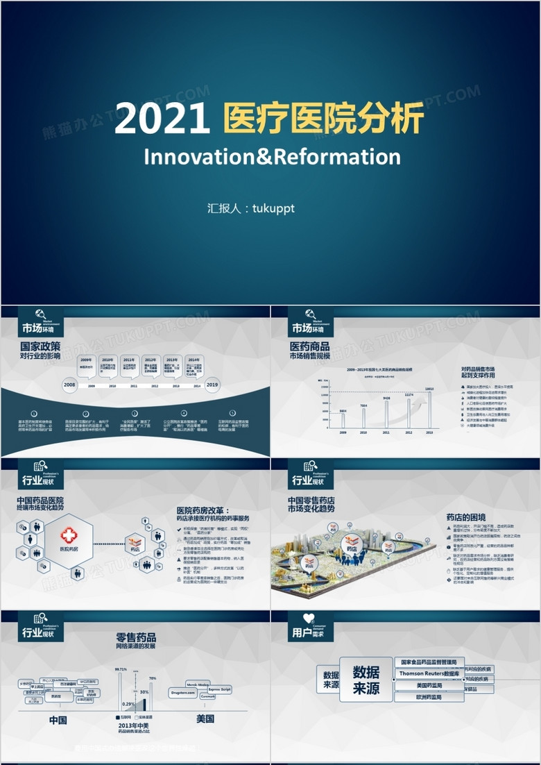 2021年简约健康医疗医院护理分析汇报总结PPT模板