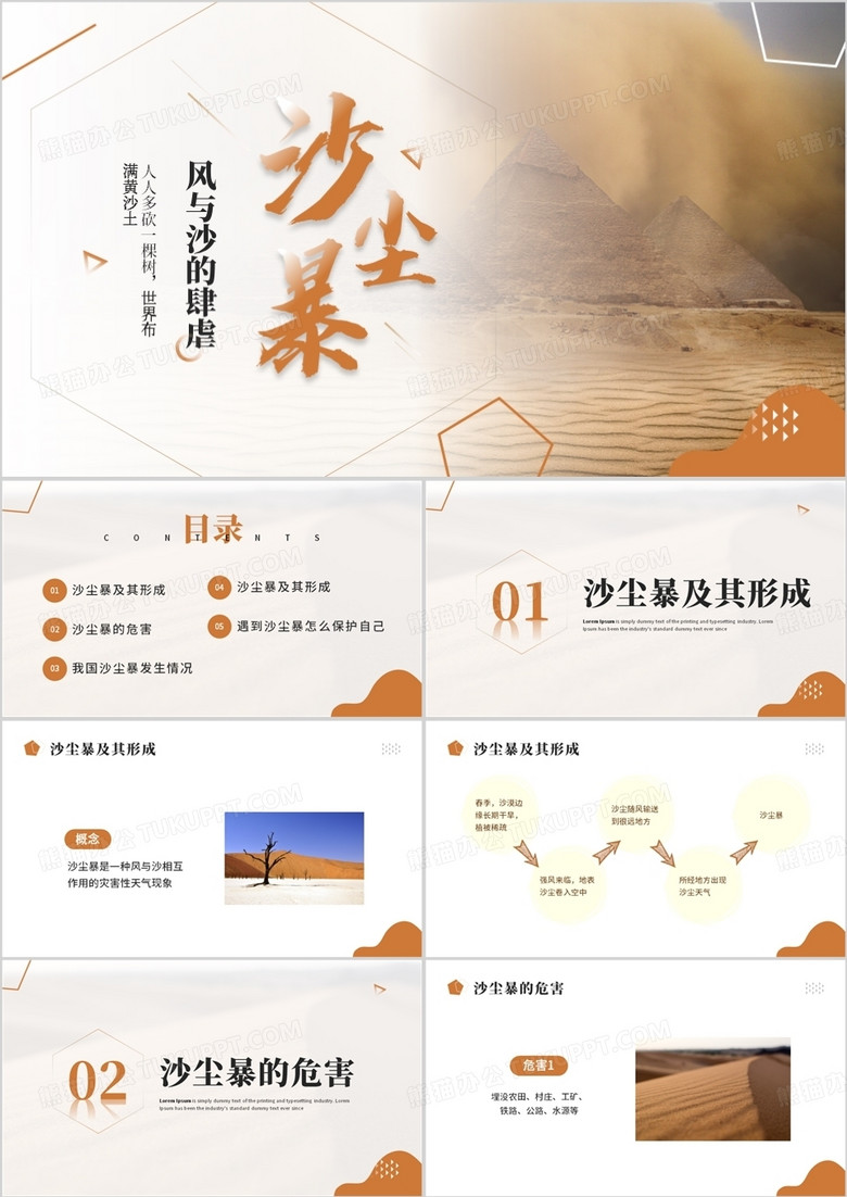 风与沙的肆虐沙尘暴PPT模板