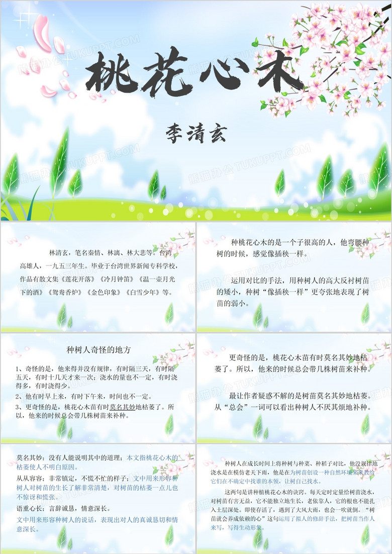 桃花心木语文教学PPT模板