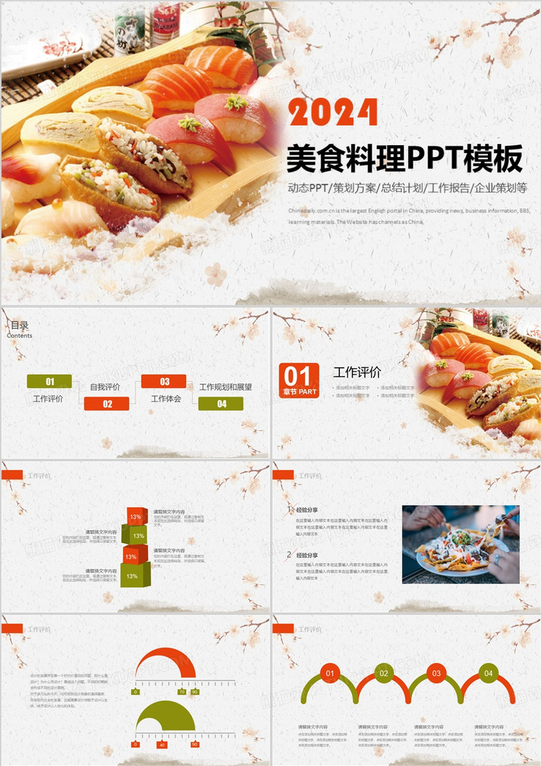 餐饮行业简约工作总结ppt模板