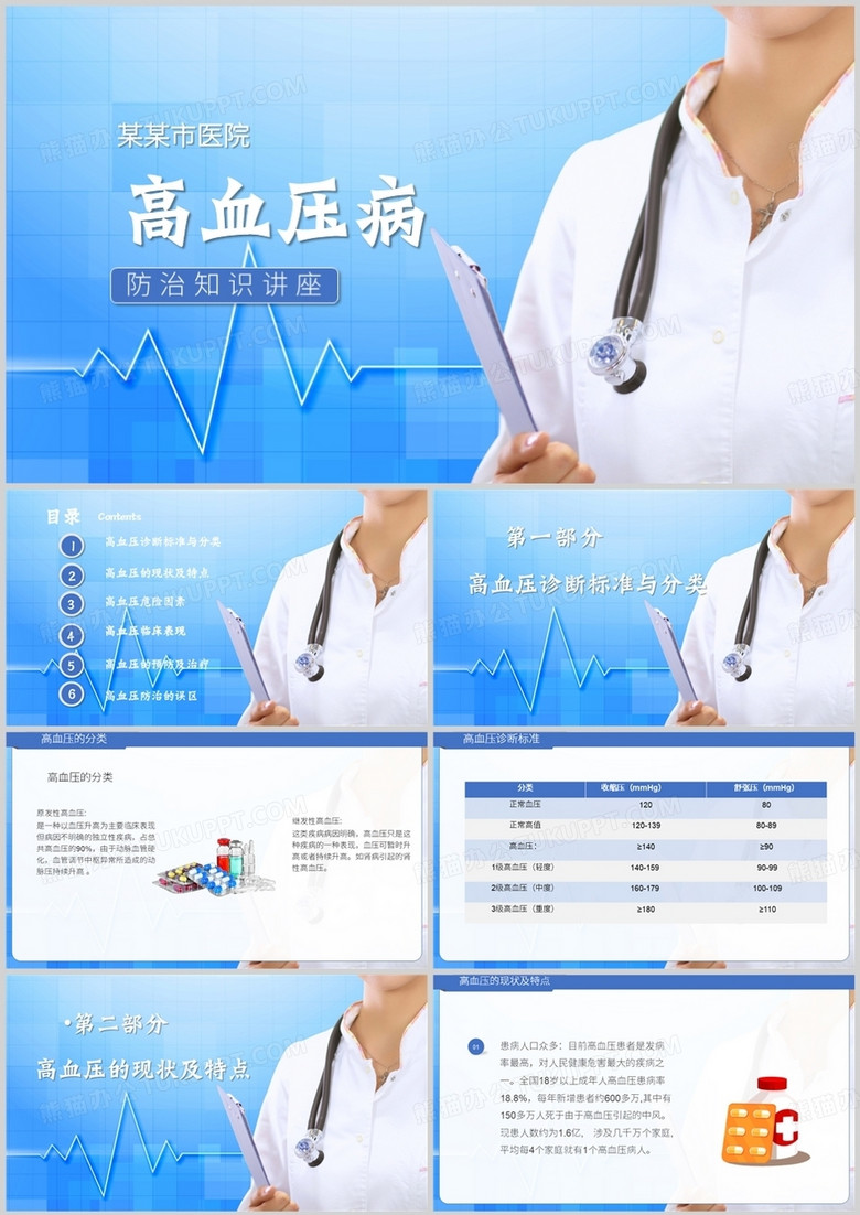简约风高血压防治知识讲座PPT模板