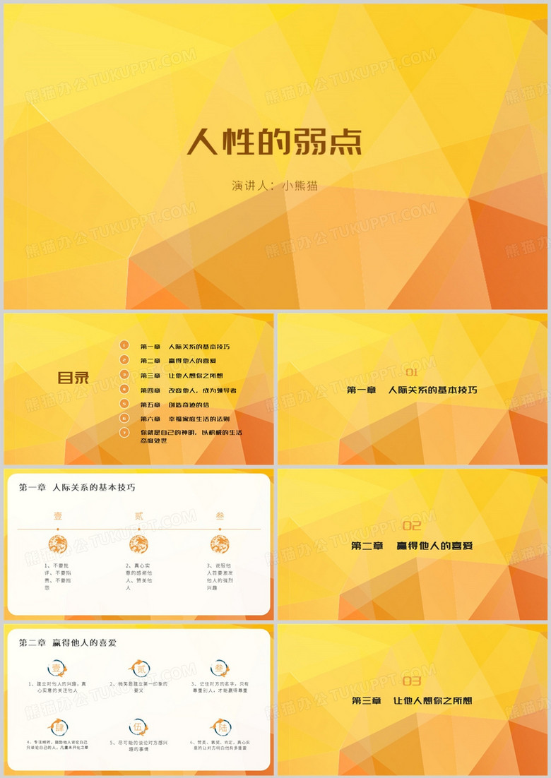 黄色简约风人性的弱点PPT模板