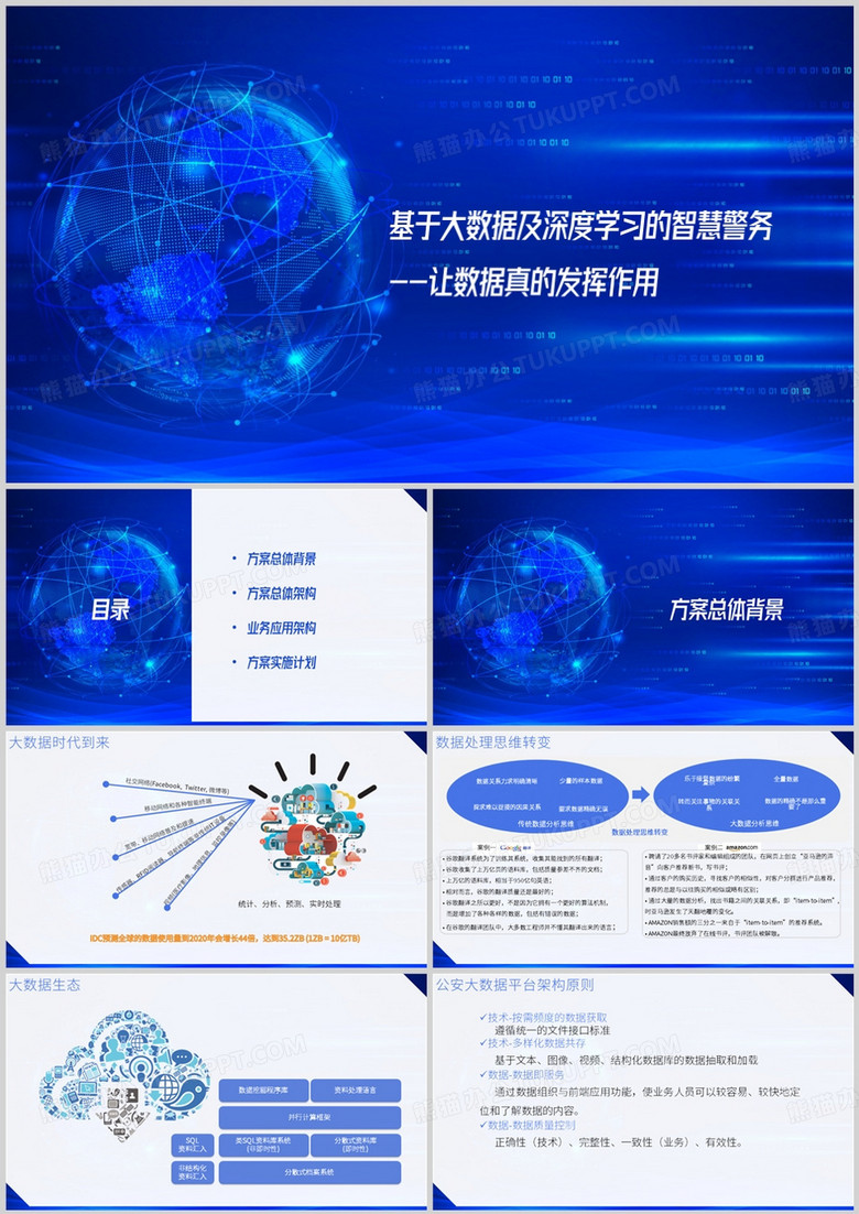 基于大数据及深度学习PPT模板