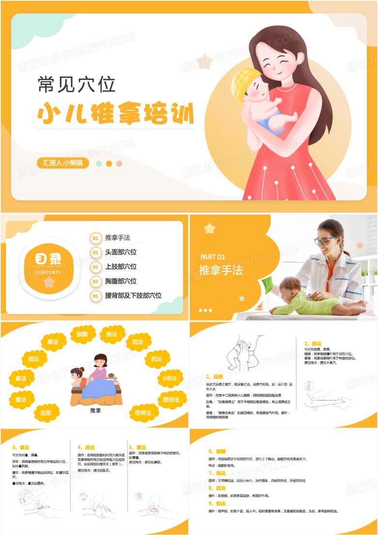 小儿推拿培训课件常见穴位培训PPT模板