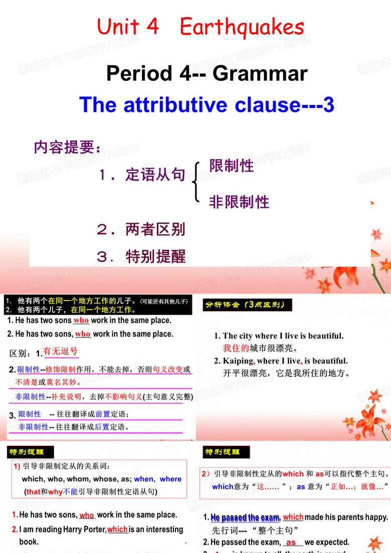 定语从句 与 非限制性定语从句