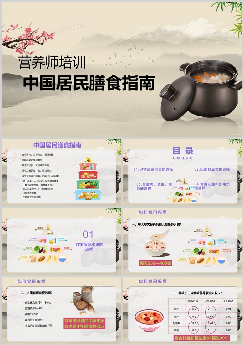 营养师培训中国居民膳食指南PPT模板