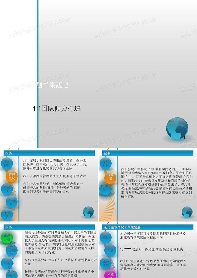 果蔬吧面膜果蔬汁商业计划书
