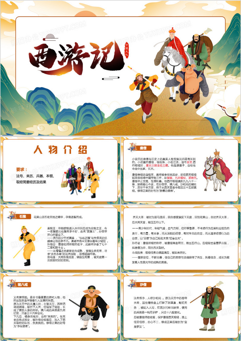 西游记人物形象分析PPT模板