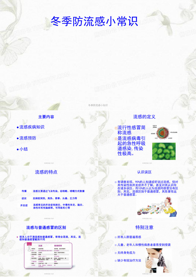 冬季防流感小知识PPT课件
