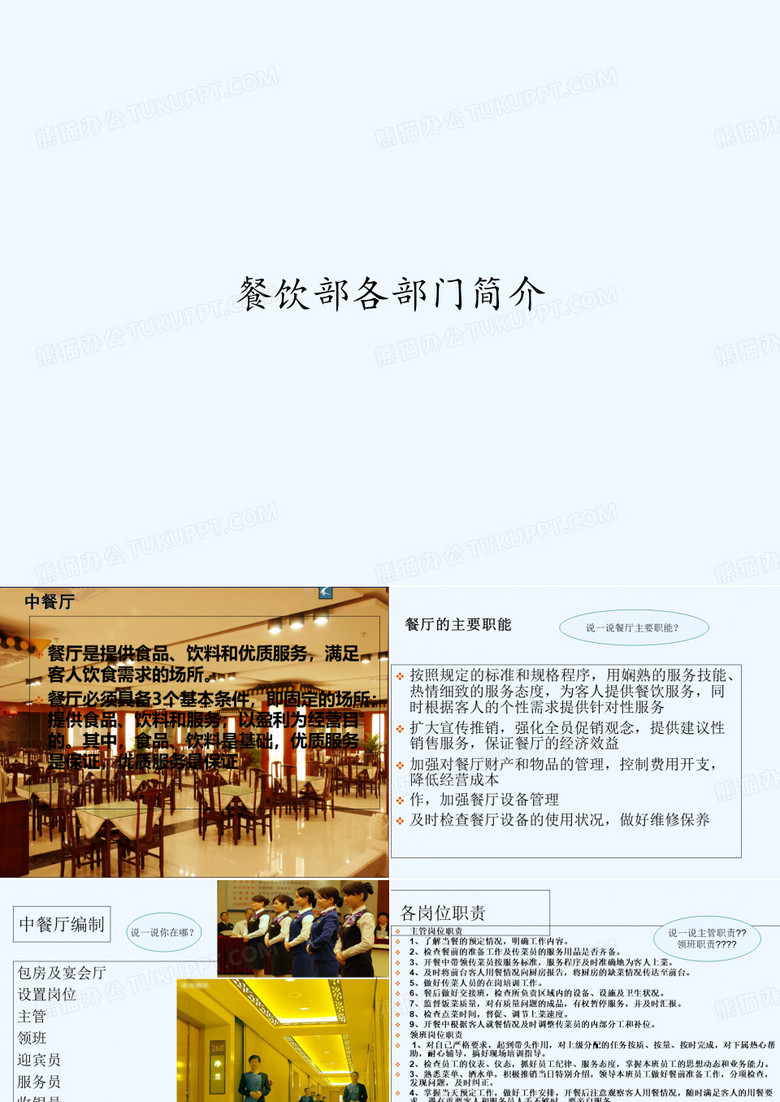 餐饮部各部门简介