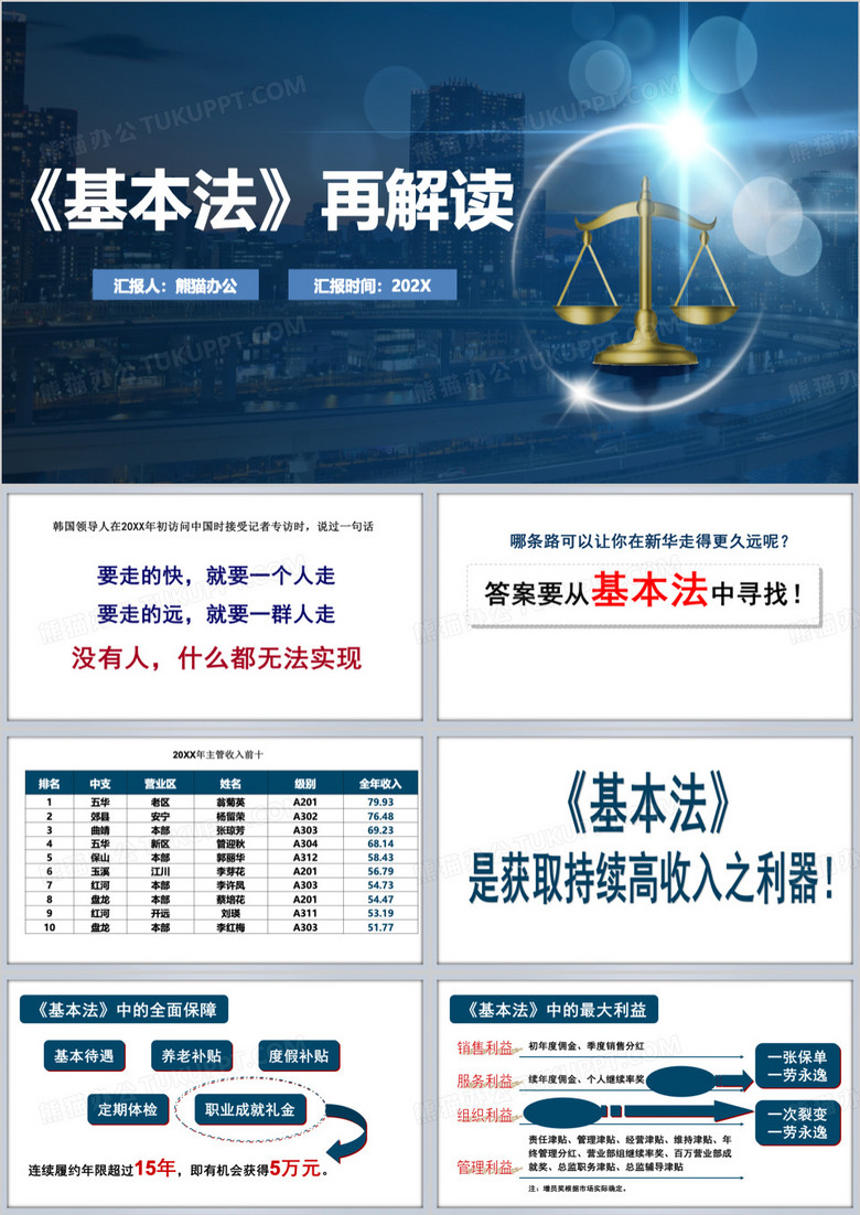 蓝色基本法再解读PPT模板
