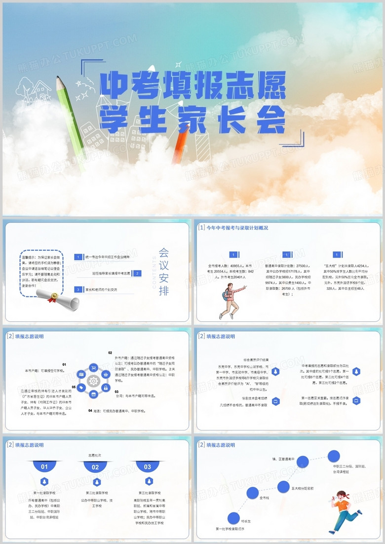 中考高考志愿填报学生家长会PPT模板