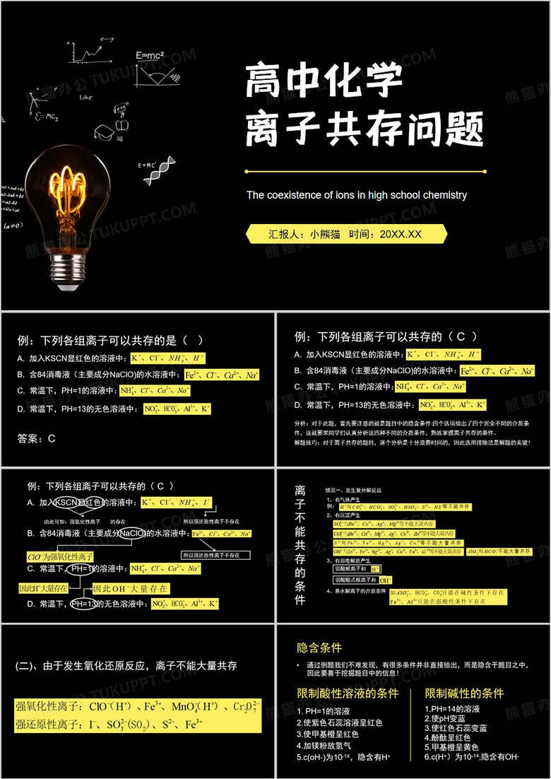 高中化学离子共存问题PPT模板