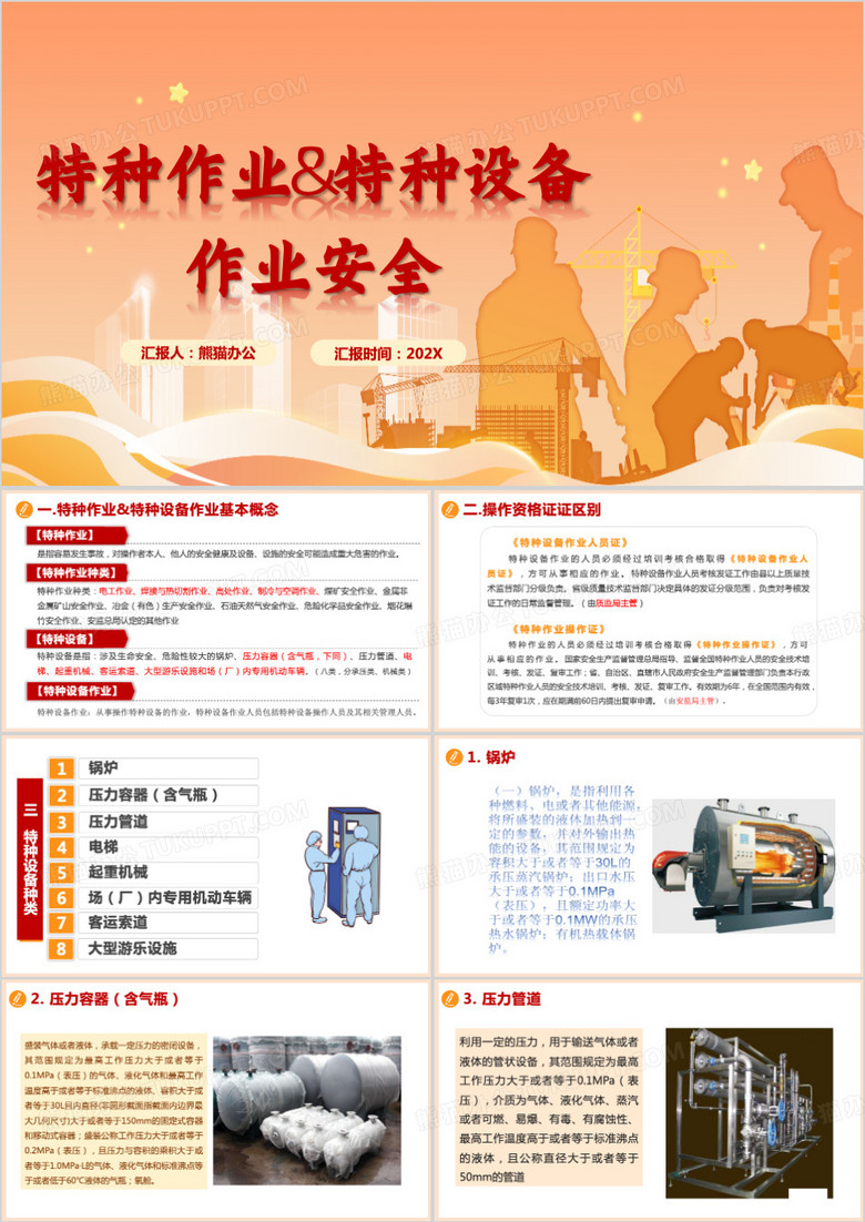 黄色简约特种作业安全PPT模板