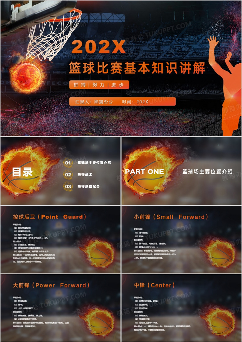 篮球比赛基本知识讲解PPT模板