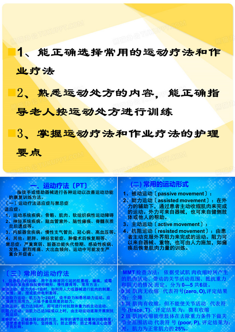 运动疗法与作业疗法的康复