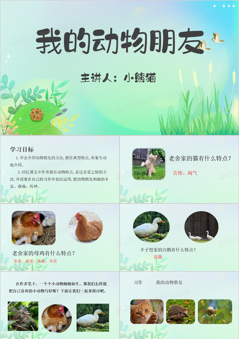 习作我的动物朋友PPT模板