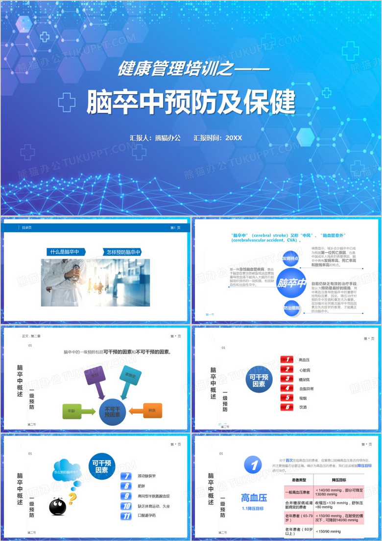 脑卒中的预防与保健PPT模板