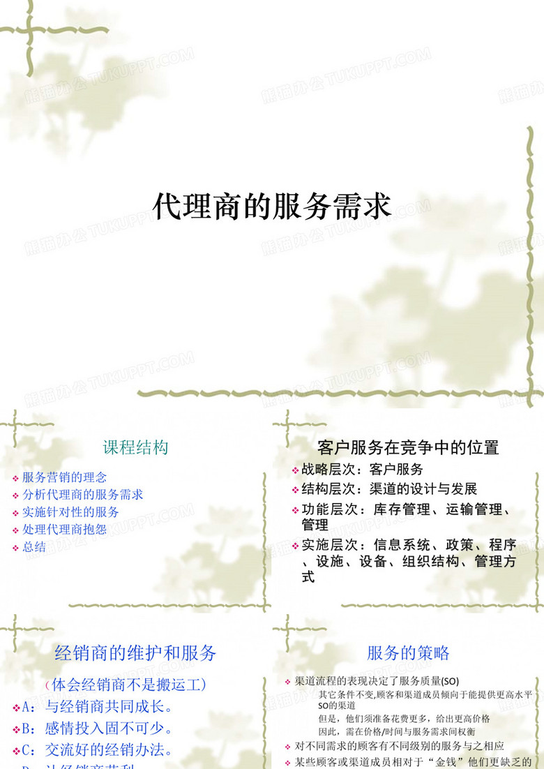 代理商的服务需求